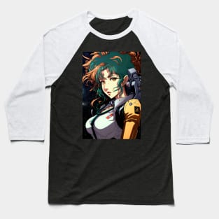 Anime Girl Space Explorer with Green Hair Baseball T-Shirt